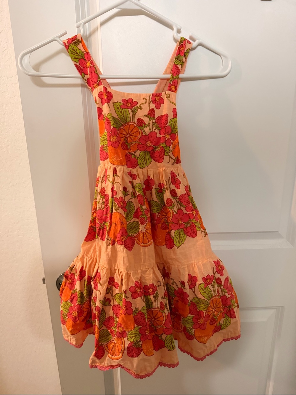 Summer Floral Orange Tiered Sundress - Peach and Orange